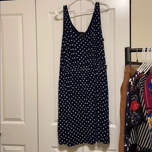 Navy ASOS stretchy cotton polka dot dress size 16